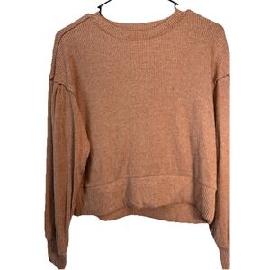 Women's Brown Ribbed Knit‎ Long Sleeve Pullover Sweater Size M Brand So